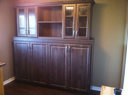 Side Tilt Wall-Bed with upper cabinets and glass doors