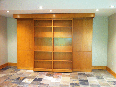 Solid Wood Library Murphy Bed